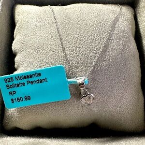 Moissanite Sterling Silver Heart Pendant Necklace